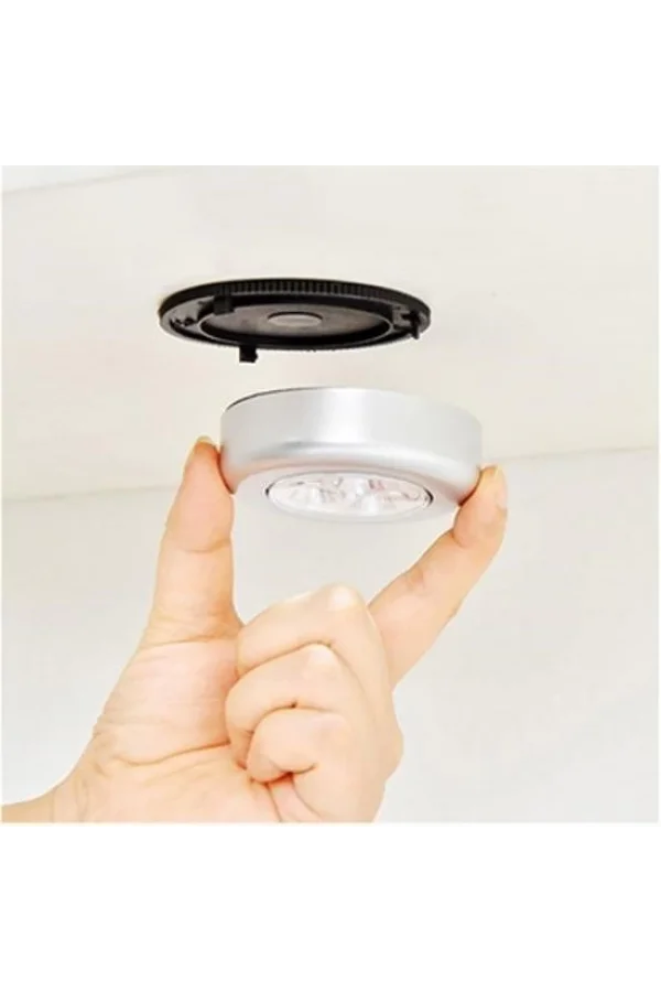 BUFFER® Kablosuz Spot Pilli Dokunmatik Led Lamba 3 Ledli Dolap Lambası