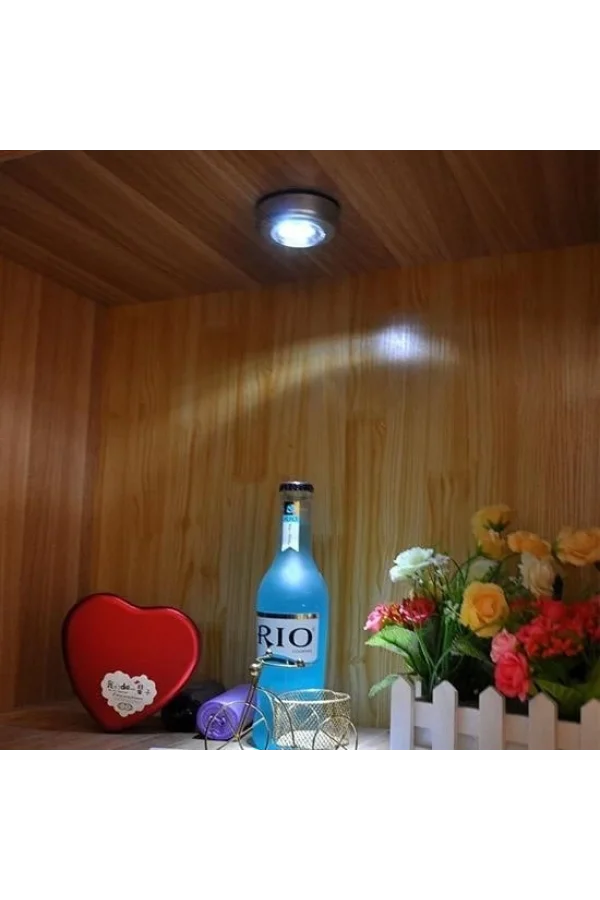 BUFFER® Kablosuz Spot Pilli Dokunmatik Led Lamba 3 Ledli Dolap Lambası