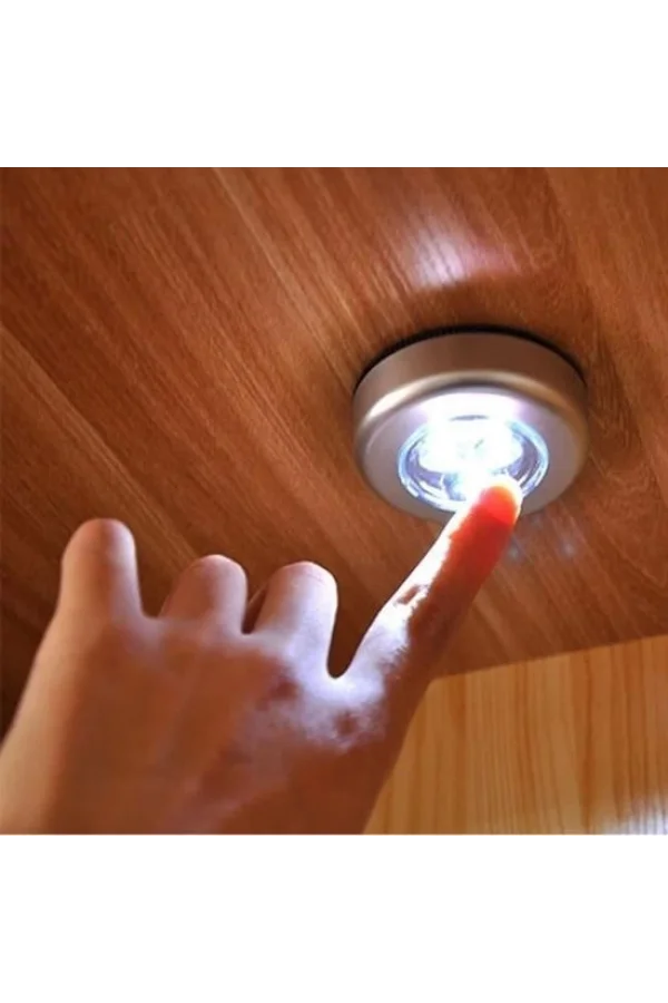 BUFFER® Kablosuz Spot Pilli Dokunmatik Led Lamba 3 Ledli Dolap Lambası