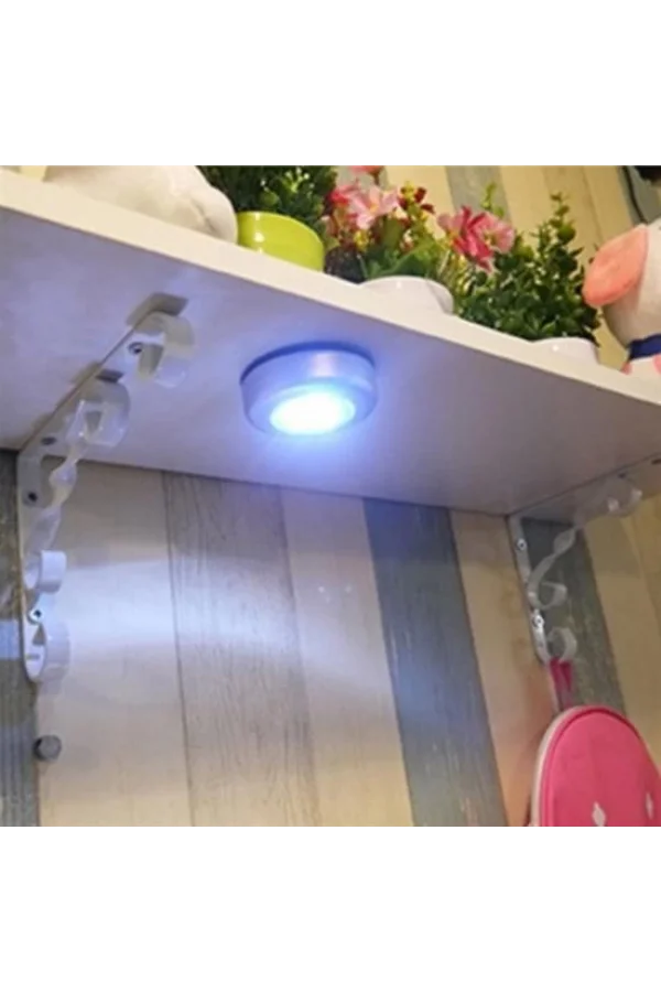 BUFFER® Kablosuz Spot Pilli Dokunmatik Led Lamba 3 Ledli Dolap Lambası