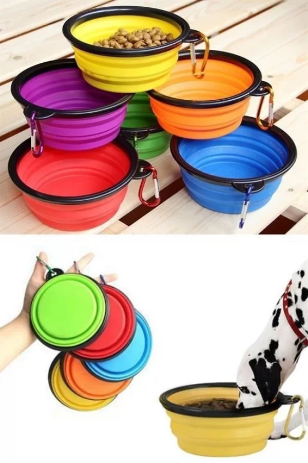 BUFFER® Katlanabilir Kedi Köpek Mama ve Su Kabı Köpek Oyuncağı