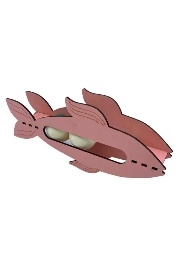 BUFFER®  Kediler İçin Ahşap 2 Toplu Eğimli  Sevimli Balık Şeklinde Eğitim Amaçlı Oyuncak