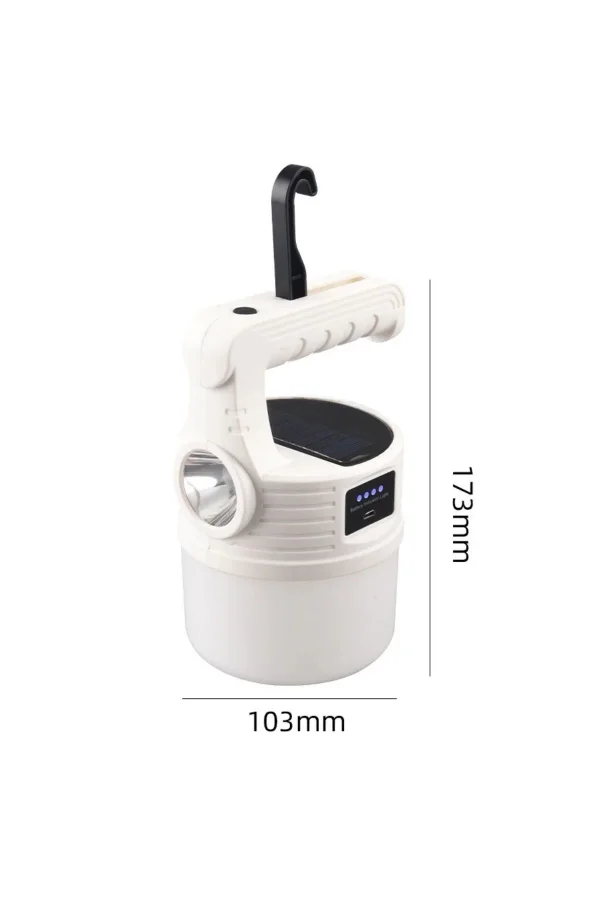 BUFFER® LED Güneş Enerjili Kamp Lambası–2000 Lümen Süper Parlak, 5 Aydınlatma Modlu,USB ile Şarj Edilebilir Dış Mekan,Asılabilir Torch El Feneri