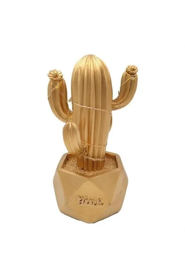 BUFFER® Led Işıklı Sevimli Kaktüs Dekoratif Masa Lambası Mini Biblo Gece Lambası-GOLD