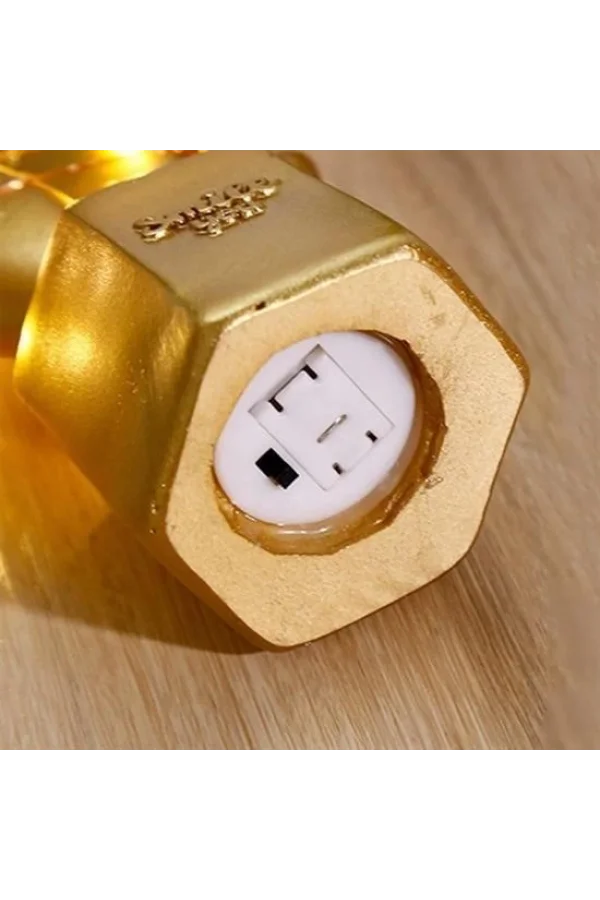 BUFFER® Led Işıklı Sevimli Kaktüs Dekoratif Masa Lambası Mini Biblo Gece Lambası-GOLD