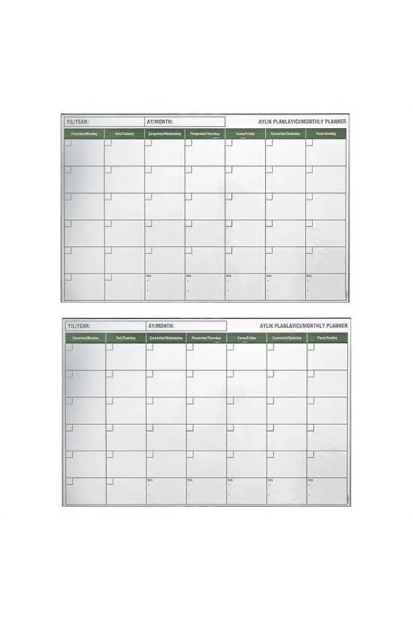 BUFFER® Manyetik Yapışkanlı Bir Aylık Program Planlayıcı Takvim 85x56 cm