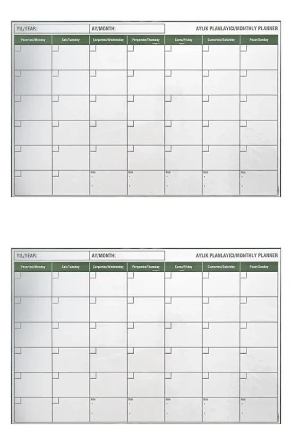 BUFFER® Manyetik Yapışkanlı Bir Aylık Program Planlayıcı Takvim 85x56 cm