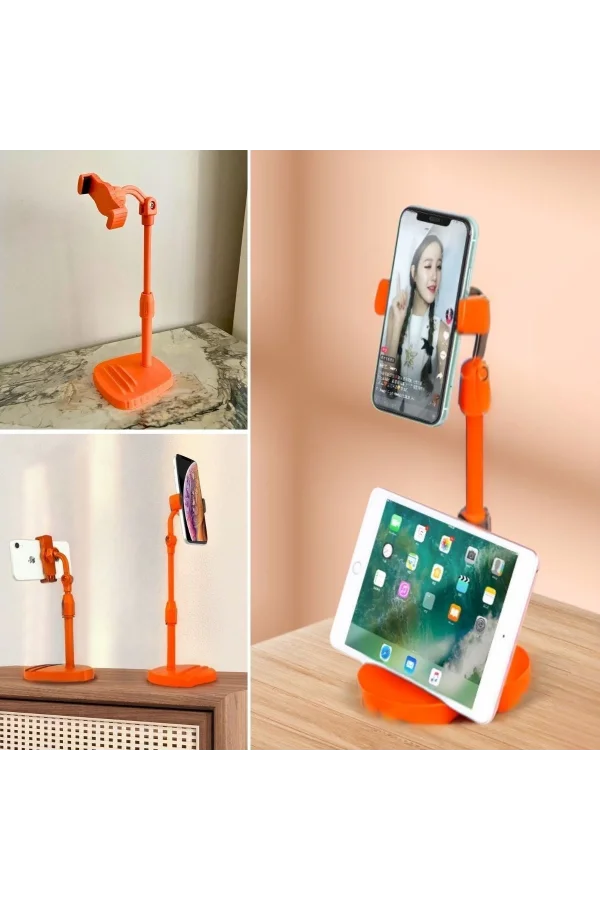 BUFFER® Masa Üstü Tablet ve Telefon Tutucu Plastik Aparat Turuncu Telefon Standı