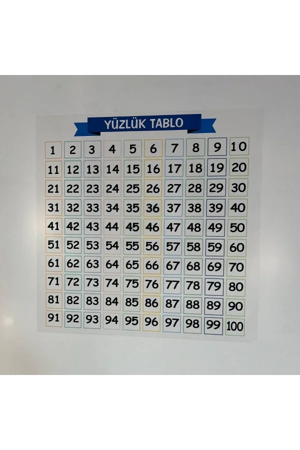 BUFFER® Matematik Öğreten Yüzlük Tablo Duvarda İz Bırakmaz Akıllı Kağıt Yapışkansız Statik  60x60 cm