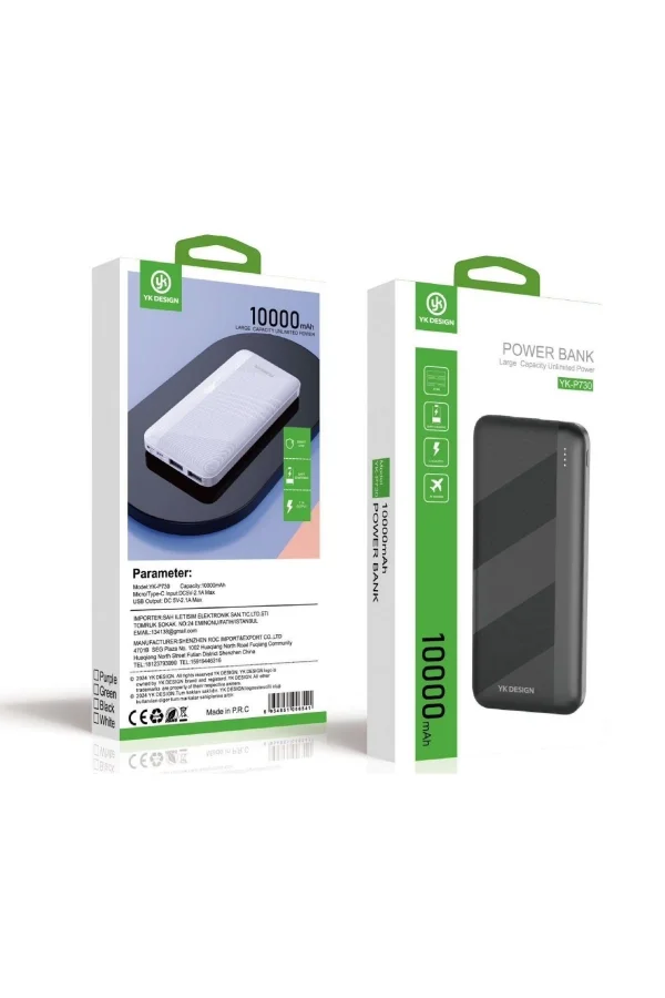 BUFFER® Mikro Type-C USB Hızlı Şarj Edebilen 10000 mAh Powerbank