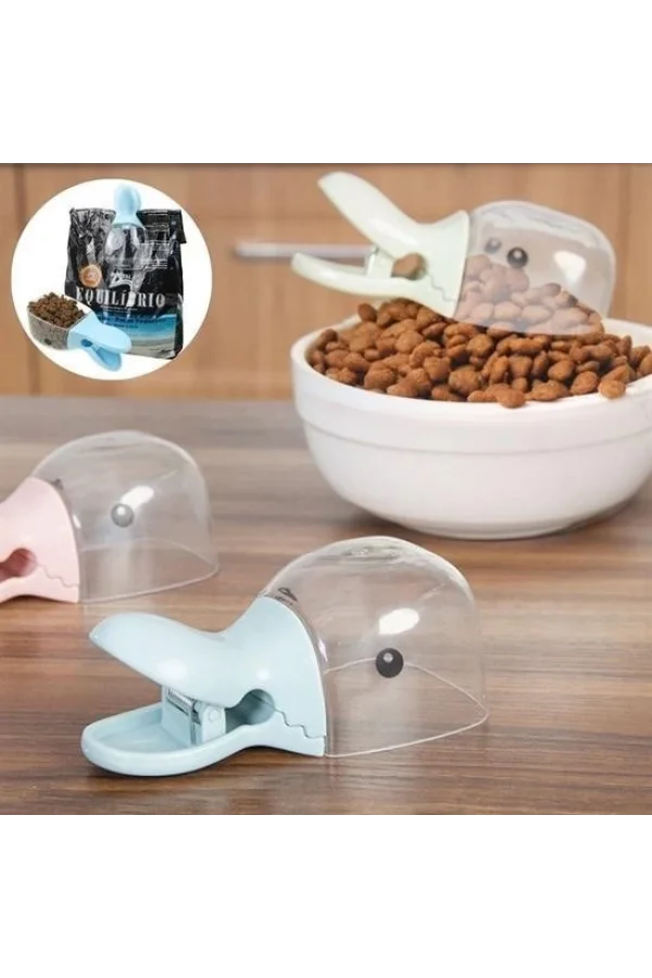 BUFFER® Ördek Tasarımlı Mandallı Tazelik Koruyan Ölçekli Kuru Mama Kaşığı Mama Ölçeği