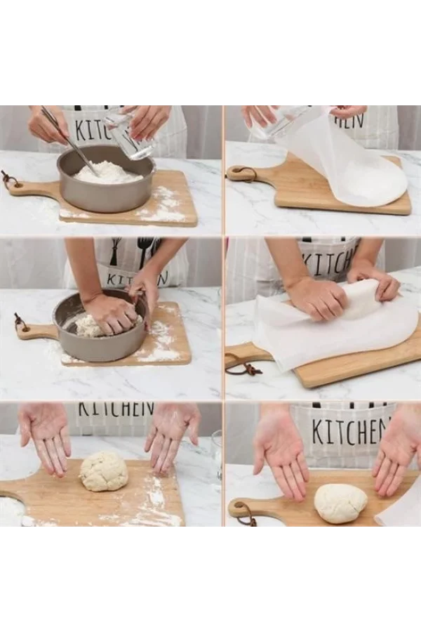 BUFFER® Orta Hamur Torbası Silikon Şeffaf Hamur Yoğurma Torbası Ekmek Makarna Mantı  Hamuru Kolay Yo