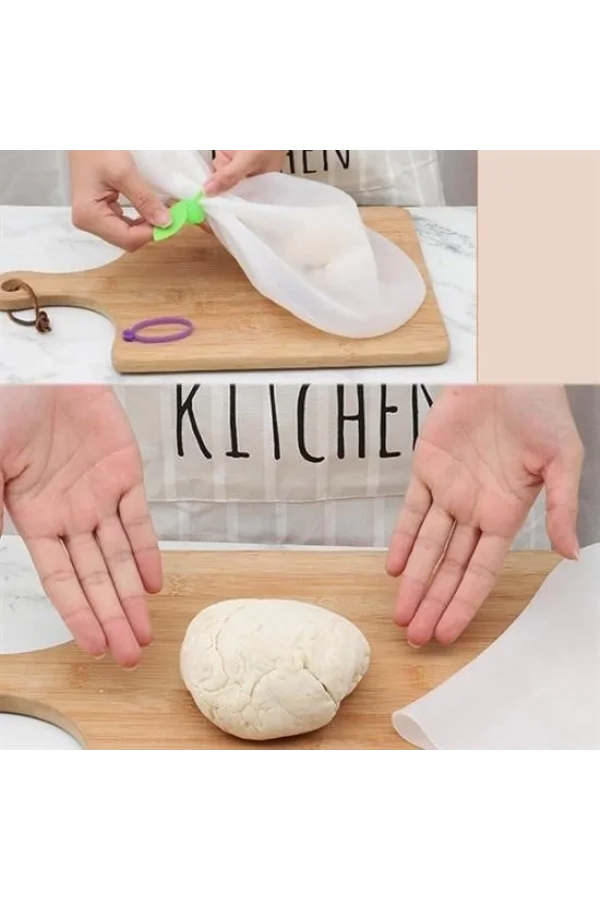 BUFFER® Orta Hamur Torbası Silikon Şeffaf Hamur Yoğurma Torbası Ekmek Makarna Mantı  Hamuru Kolay Yo