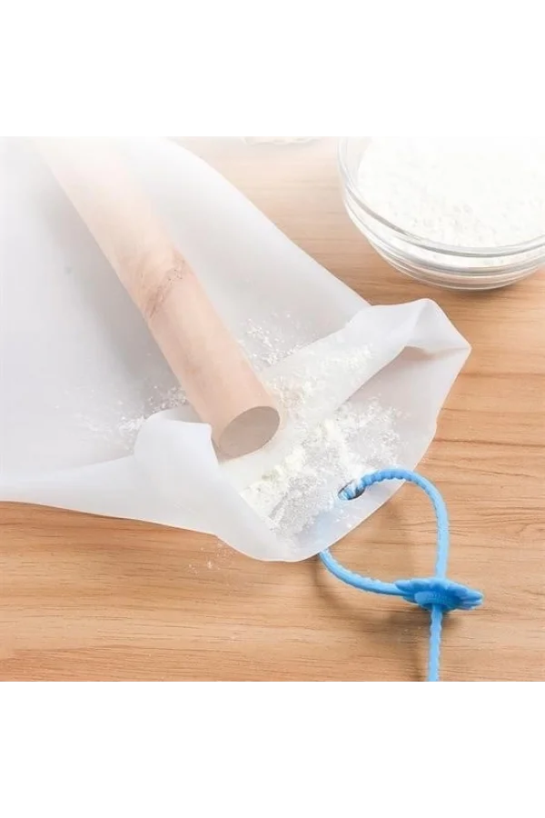 BUFFER® Orta Hamur Torbası Silikon Şeffaf Hamur Yoğurma Torbası Ekmek Makarna Mantı  Hamuru Kolay Yo