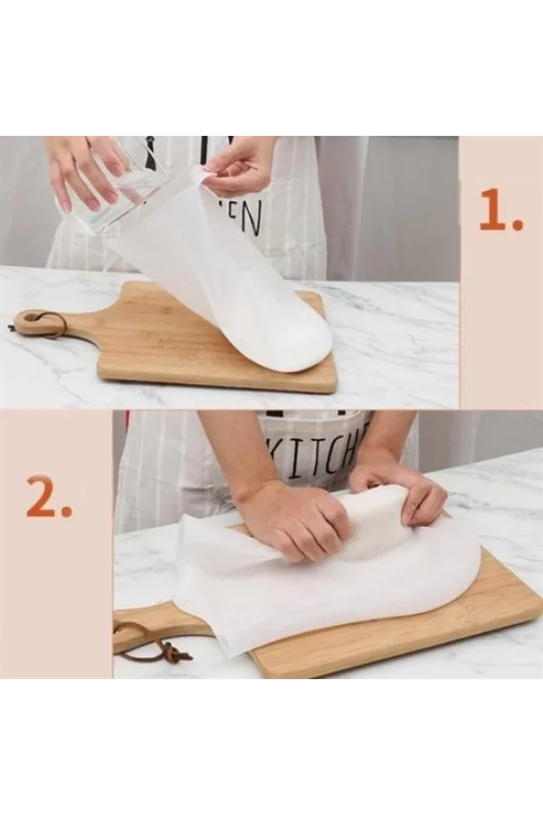 BUFFER® Orta Hamur Torbası Silikon Şeffaf Hamur Yoğurma Torbası Ekmek Makarna Mantı  Hamuru Kolay Yo