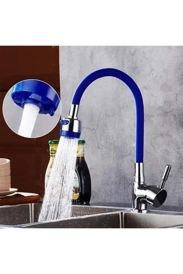 BUFFER® Oynar Başlıklı Tasarruflu Kubar Musluk Borusu ve Başlığı Mavi