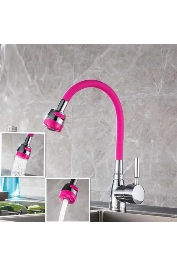 BUFFER® Oynar Başlıklı Tasarruflu Kubar Musluk Borusu ve Başlığı  Pembe