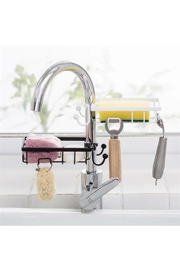 BUFFER® Paslanmaz Çelik Mutfak Banyo Musluğuna Sabitlenebilir Sabunluk