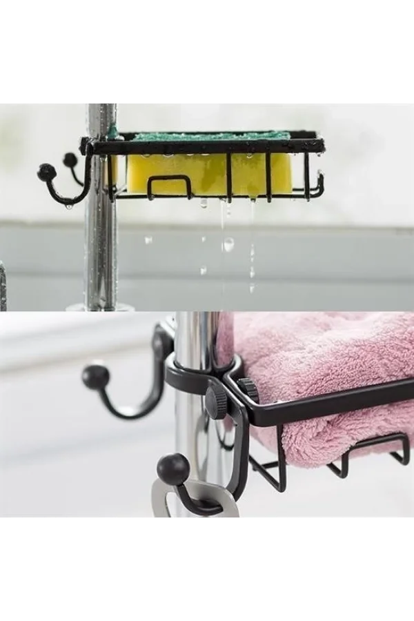 BUFFER® Paslanmaz Çelik Mutfak Banyo Musluğuna Sabitlenebilir Sabunluk