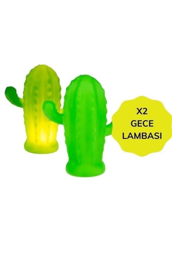 BUFFER® Pilli Silikon Led Işıklı Sevimli Kaktüs Gece Lambası Aydınlatması