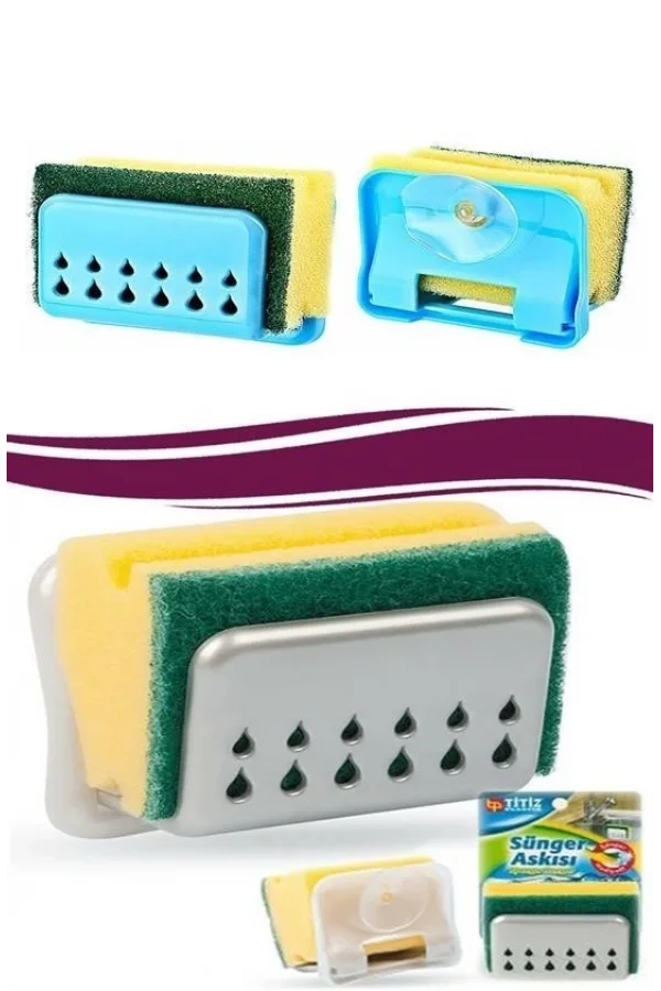 BUFFER® Pratik Mutfak Lavabo Vantuzlu Bulaşık Süngeri Askısı Aparatı