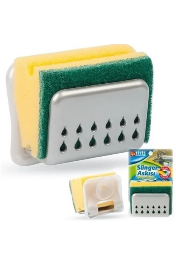 BUFFER® Pratik Mutfak Lavabo Vantuzlu Bulaşık Süngeri Askısı Aparatı