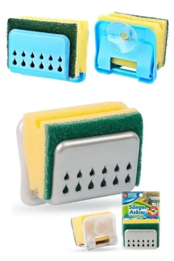 BUFFER® Pratik Mutfak Lavabo Vantuzlu Bulaşık Süngeri Askısı Aparatı