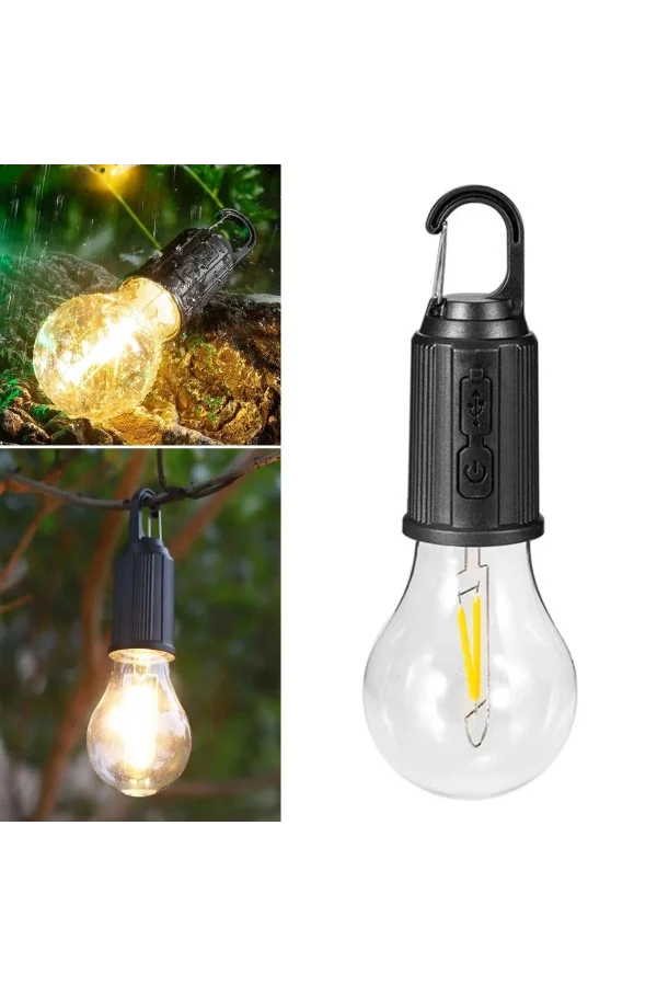 BUFFER® Şarj Olabilen 3 Farklı Mod LEDli Kendiliğinden Asma Kancalı Kamp,Dış Cephe Lambası