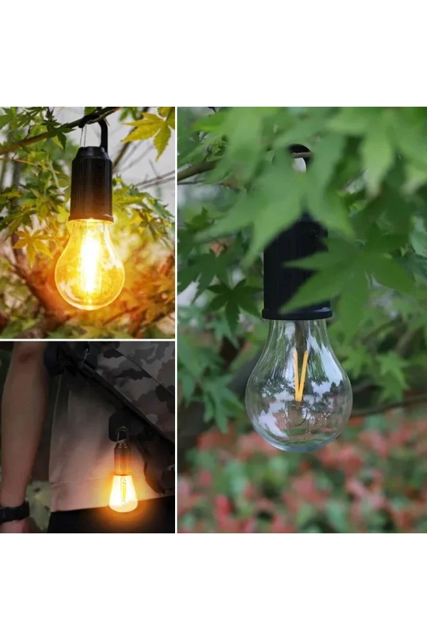 BUFFER® Şarj Olabilen 3 Farklı Mod LEDli Kendiliğinden Asma Kancalı Kamp,Dış Cephe Lambası