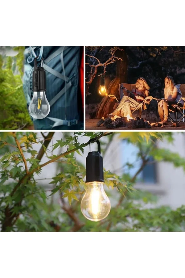 BUFFER® Şarj Olabilen 3 Farklı Mod LEDli Kendiliğinden Asma Kancalı Kamp,Dış Cephe Lambası