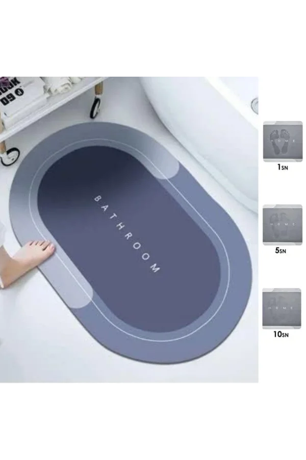 BUFFER® Sihirli Süper Su Emici Kaymaz Tabanlı Oval Paspas 40*60 cm