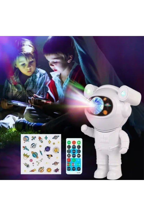 BUFFER® Stickerlı ,Kumandalı ASTRONOT Model Gece Lambası