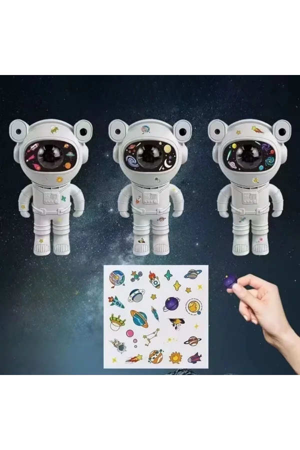 BUFFER® Stickerlı ,Kumandalı ASTRONOT Model Gece Lambası
