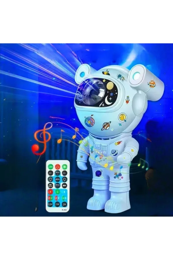 BUFFER® Stickerlı ,Kumandalı ASTRONOT Model Gece Lambası