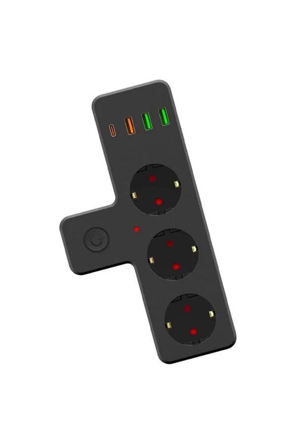 BUFFER® Termal Akım Korumalı 3 Adet Soket,3 Adet USB ve 1 Adet Type-C Girişli 20w Priz Model 3397