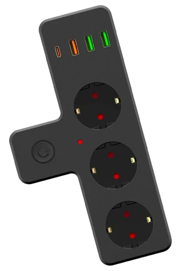 BUFFER® Termal Akım Korumalı 3 Adet Soket,3 Adet USB ve 1 Adet Type-C Girişli 20w Priz Model 3397