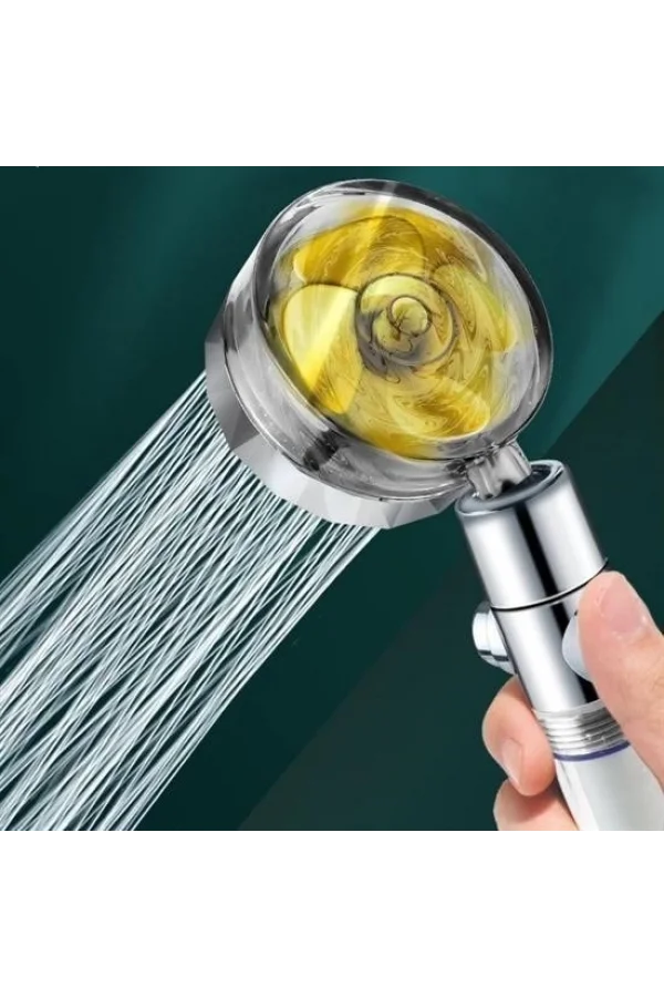 BUFFER® Turbo Pervaneli ve Filtreli Su Tasarruflu 360 Derece Dönebilen Tazyikli Duş Başlığı