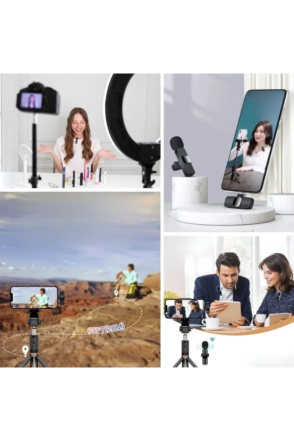 BUFFER® Type C Uyumlu İphone Dönüştürücülü Kablosuz Yaka Mikrofonu Android ve İphone Uyumlu Mini Mikrofon