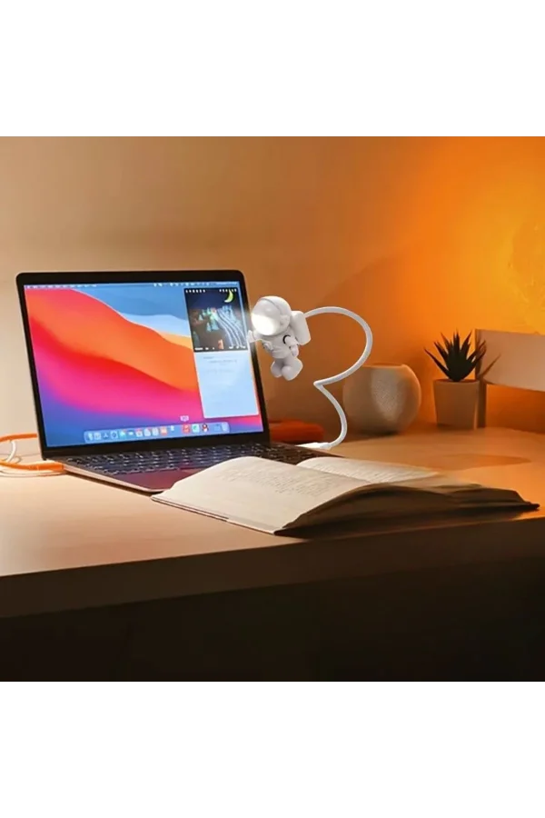 BUFFER® USB Astronot Gece Lambası, Masa Lambası, Kitap Okuma Lambası Işığı