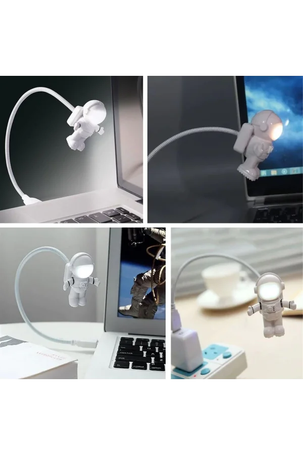 BUFFER® USB Astronot Gece Lambası, Masa Lambası, Kitap Okuma Lambası Işığı