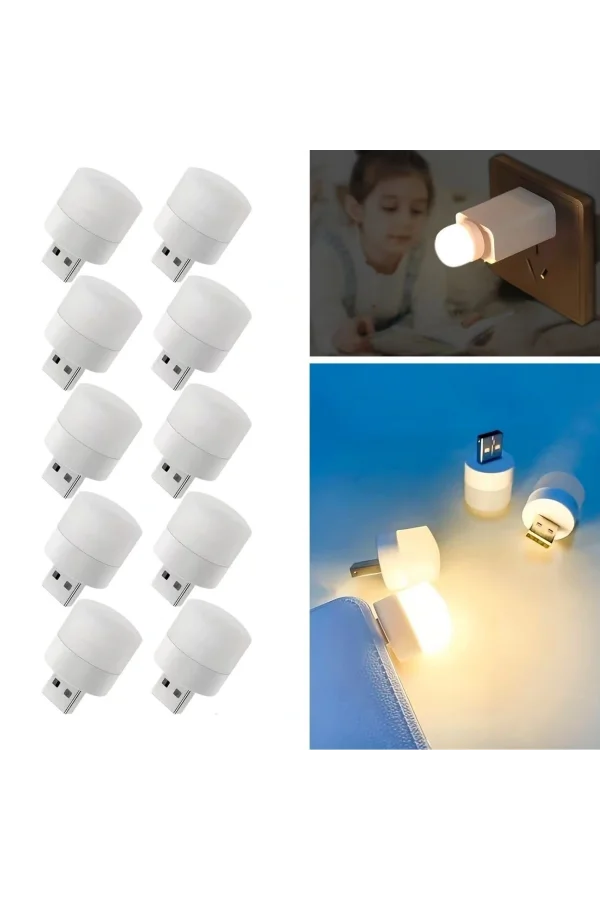 BUFFER® USB Mini Top LED 10’lu Aydınlatma Seti – Sıcak Renkli Gece Lambası, Enerji Tasarruflu Mikro LED Işıklar