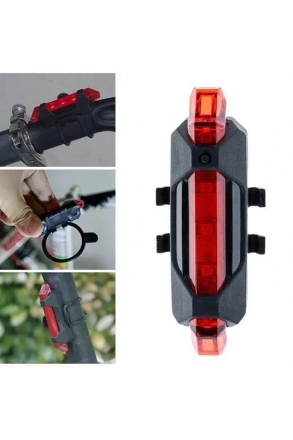 BUFFER® Usb Şarj Edilebilir Parlak Bisiklet Led Lamba Su Geçirmez Güvenlik Uyarı Arka Lamba Işığı