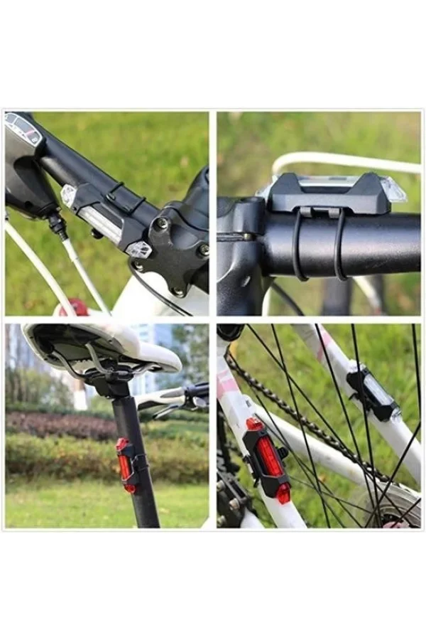 BUFFER® Usb Şarj Edilebilir Parlak Bisiklet Led Lamba Su Geçirmez Güvenlik Uyarı Arka Lamba Işığı