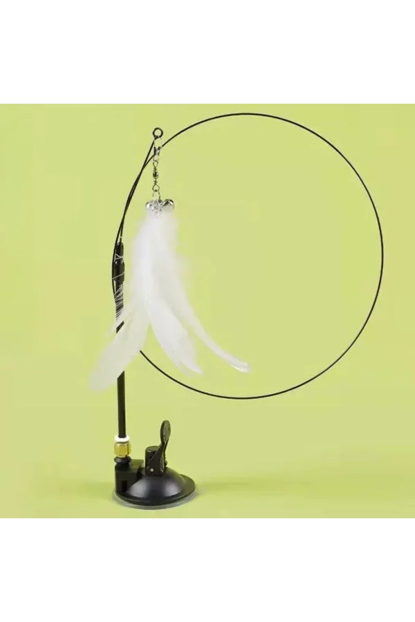 BUFFER® Vantuzlu Tüylü Zilli Olta Kedi Oyuncağı 2 Oltalı