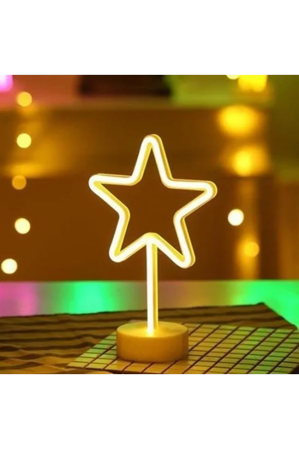 BUFFER® Yıldız Tasarımlı Neon Led Masa Ve Gece Lambası Dekoratif Işık