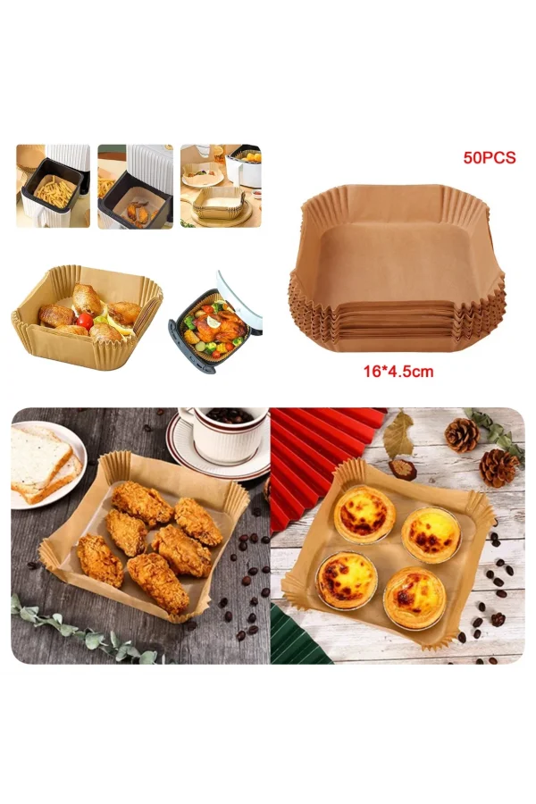 Büyük Boy Air Fryer Fritöz Pişirme Kağıdı 50 Adet