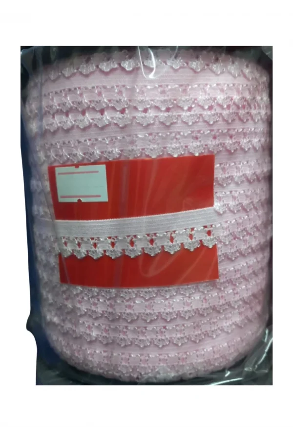 Çamaşır Lastiği Dantelli 1 cm 1 Metre Açık Pembe