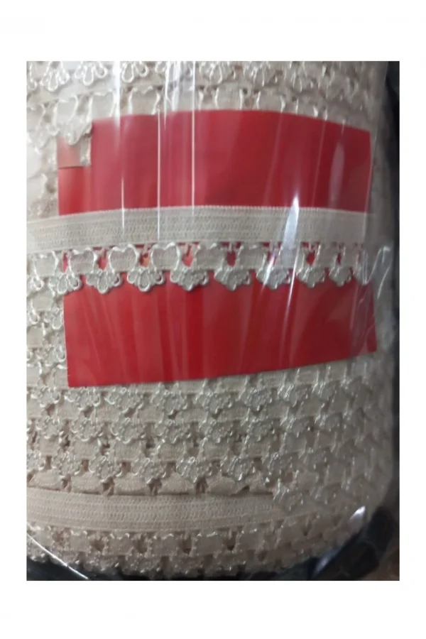 Çamaşır Lastiği Dantelli 1 cm 75 Metre 1 Top Krem