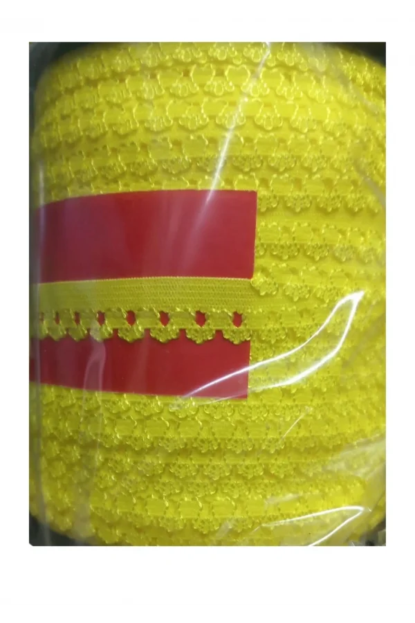 Çamaşır Lastiği Dantelli 1 cm 75 Metre 1 Top Sarı