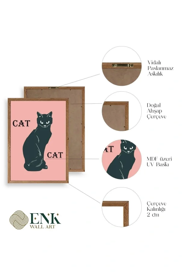 Cat Ahşap Çerçeveli Tablo